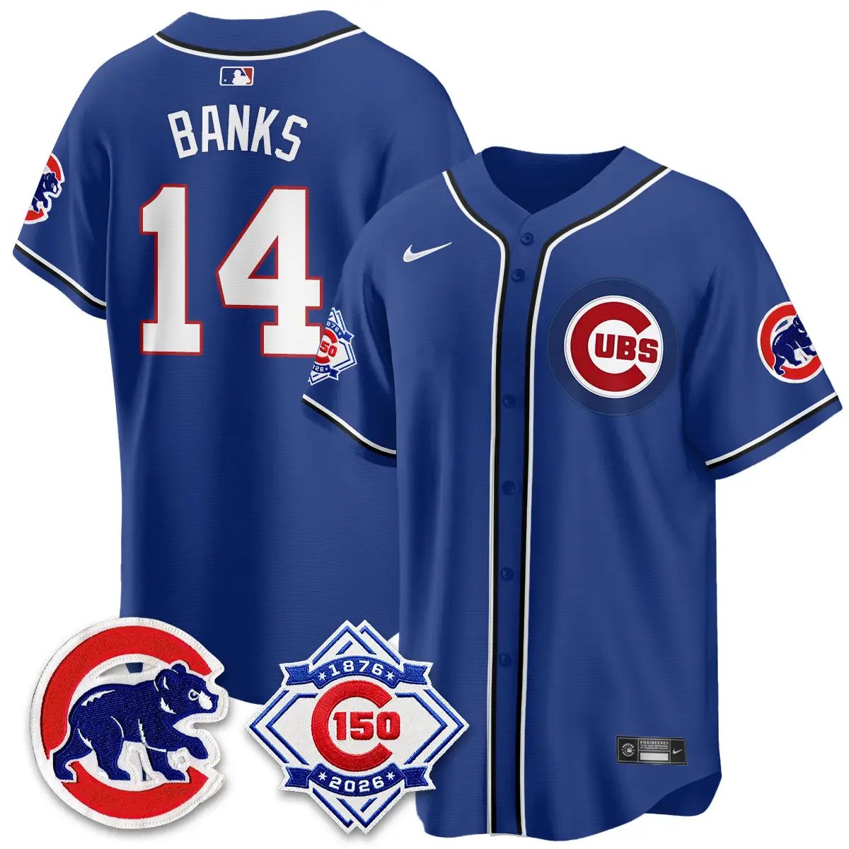 Chicago Cubs 150th Anniversary Black Out Style Vapor Premier Limited Jersey - All Stitched by Chicago Cubs