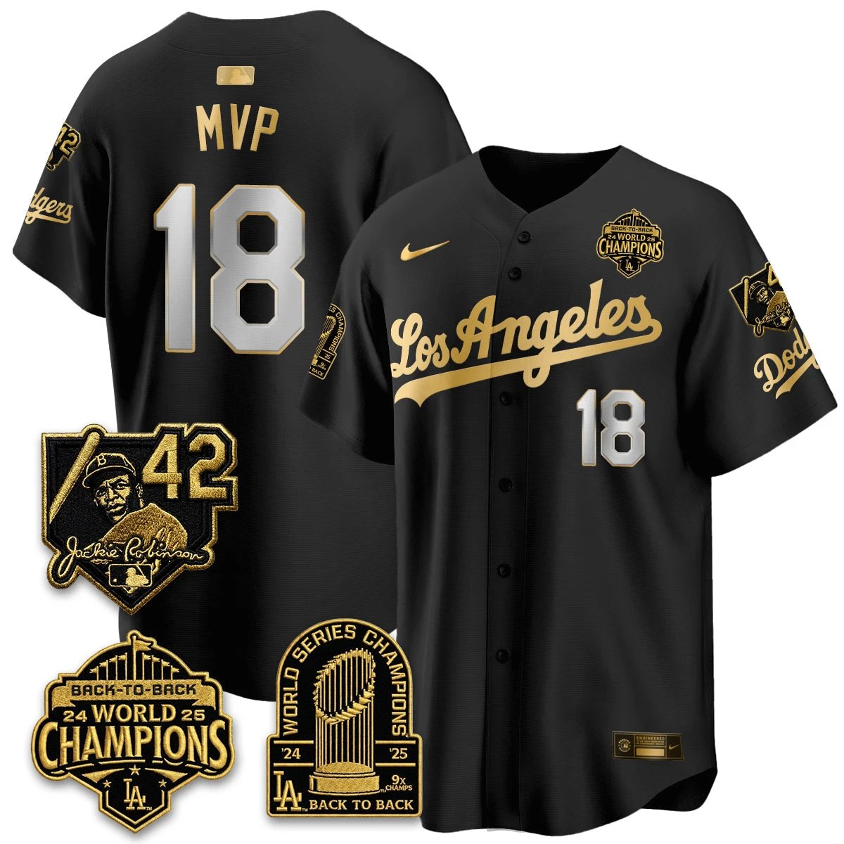 Los Angeles Dodgers 2026 New Era Gold Collection Vapor Limited Jersey - B2B Champs - All Stitched by Los Angeles Dodgers