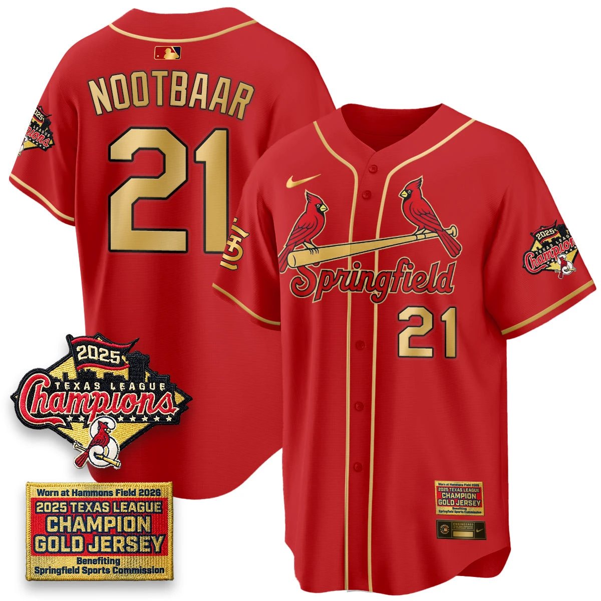 St. Louis Cardinals Springfield's Championship Gold Limited Jerseys - All Stitched by St. Louis Cardinals