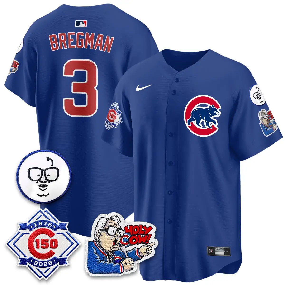 Chicago Cubs 150th Anniversary Harry Caray Holy Cow Vapor Premier Limited Jersey - All Stitched V2 by Chicago Cubs