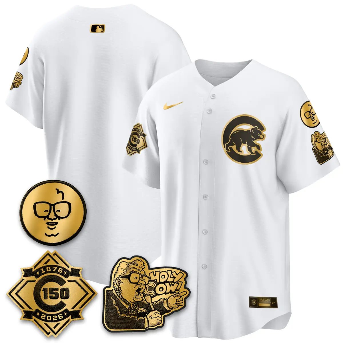 CHC 150th Anniversary Harry Caray Holy Cow Vapor Premier Limited Jersey - All Stitched V3 by Chicago Cubs