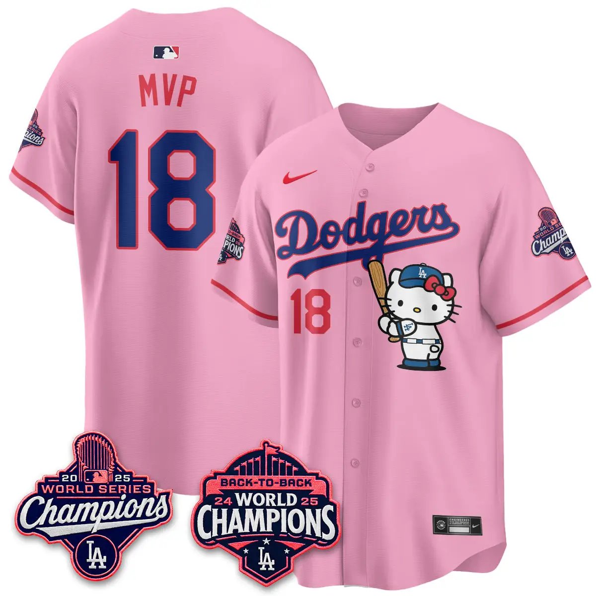 LAD x Hello Kitty Night 2026 Vapor White Jersey - All Stitched by Los Angeles Dodgers