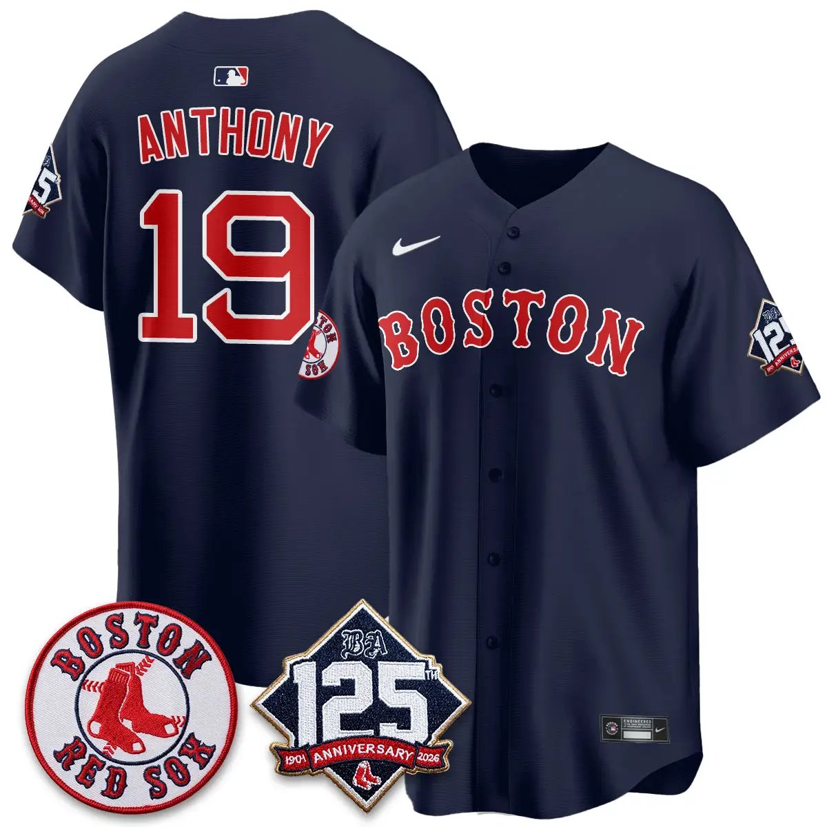 Boston Red Sox 125th Anniversary Patch Vapor Jersey - Stitched by Boston Red Sox