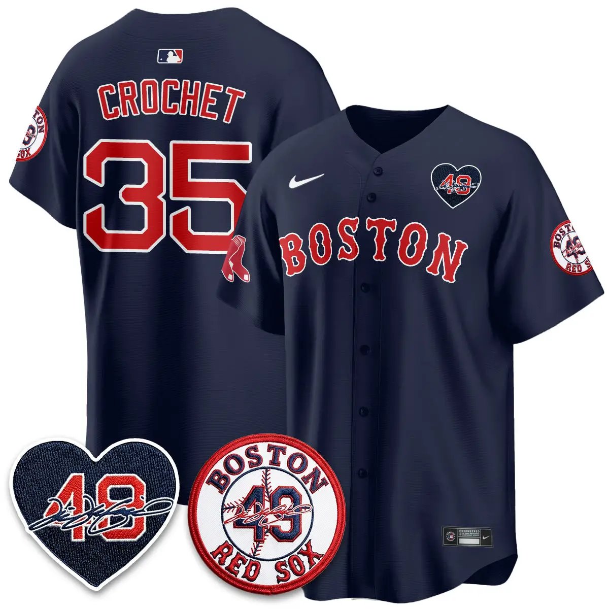 BOS Tim Wakefield Memorial Patch Vaper Premier Limited Red Jersey - All Stitched by Boston Red Sox