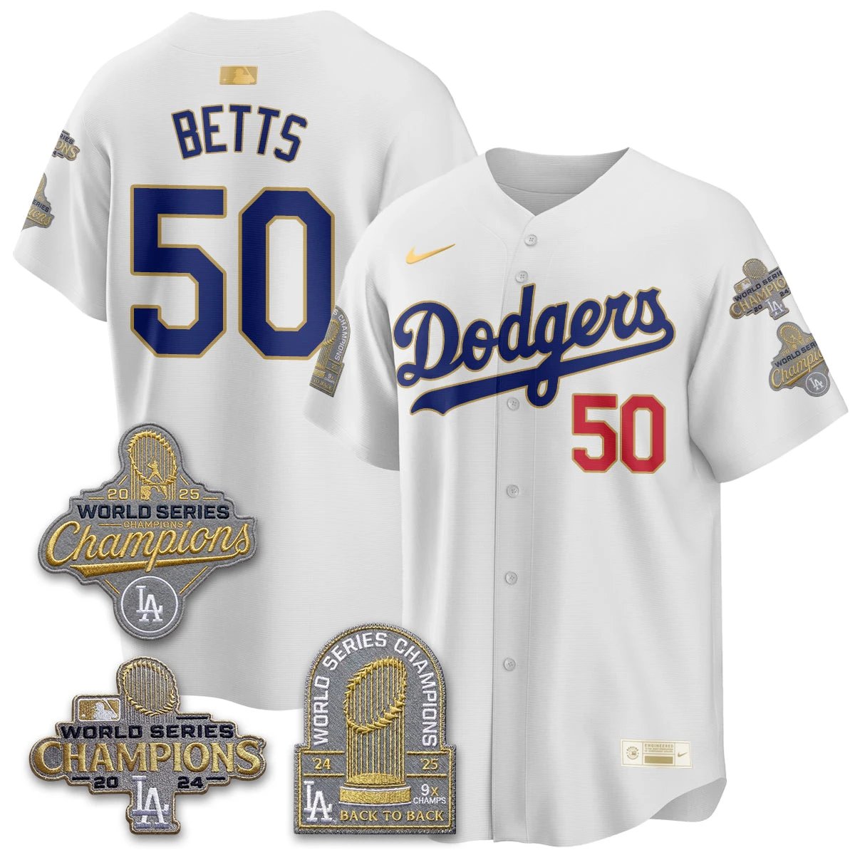 Los Angeles Dodgers Gold Collection Stadium Vapor Limited Jersey - Back to Back 9x Champs - All Stitched by Los Angeles Dodgers