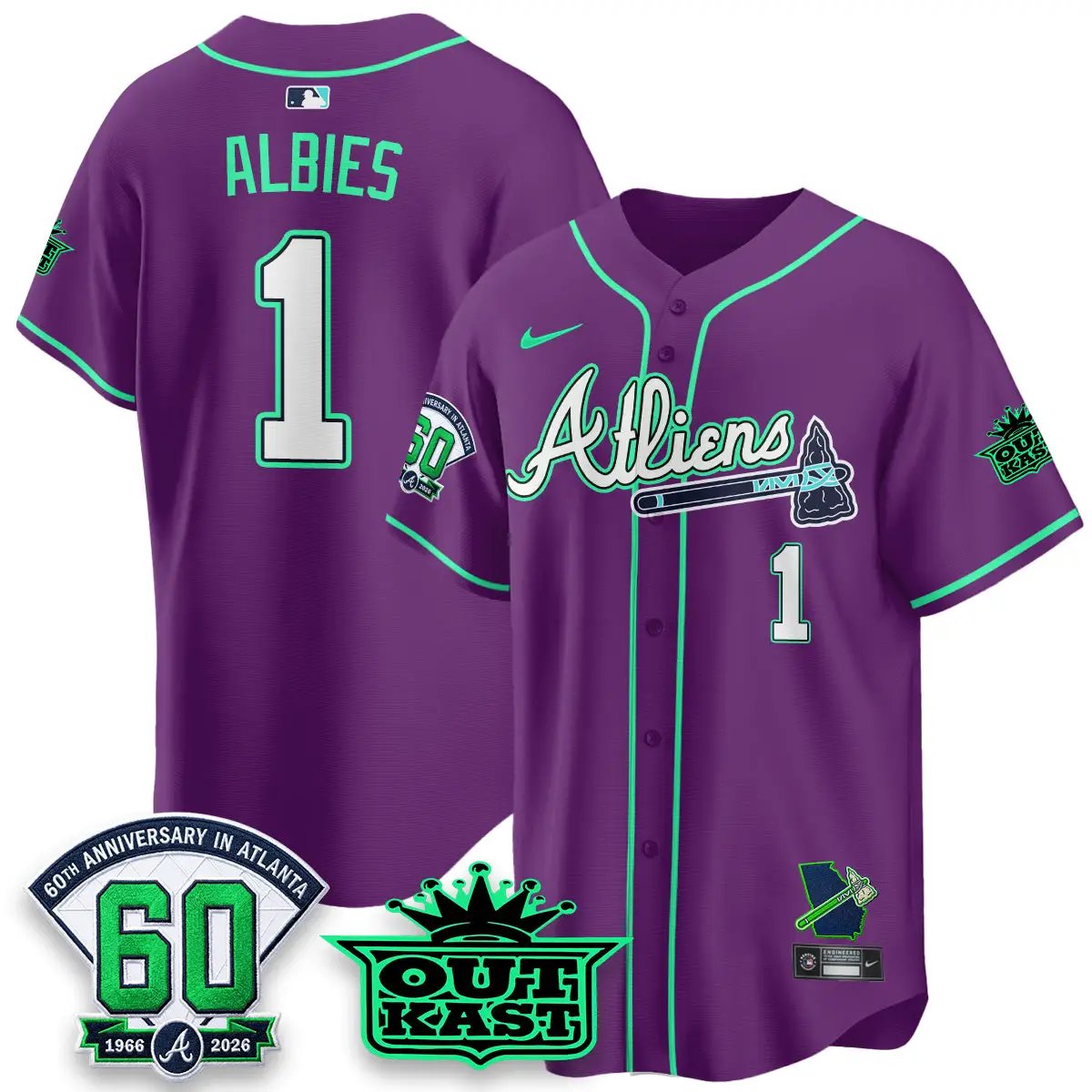 ATL x Atliens Cool Base Galaxy Version Jersey - Stitched (2) by Atlanta Braves