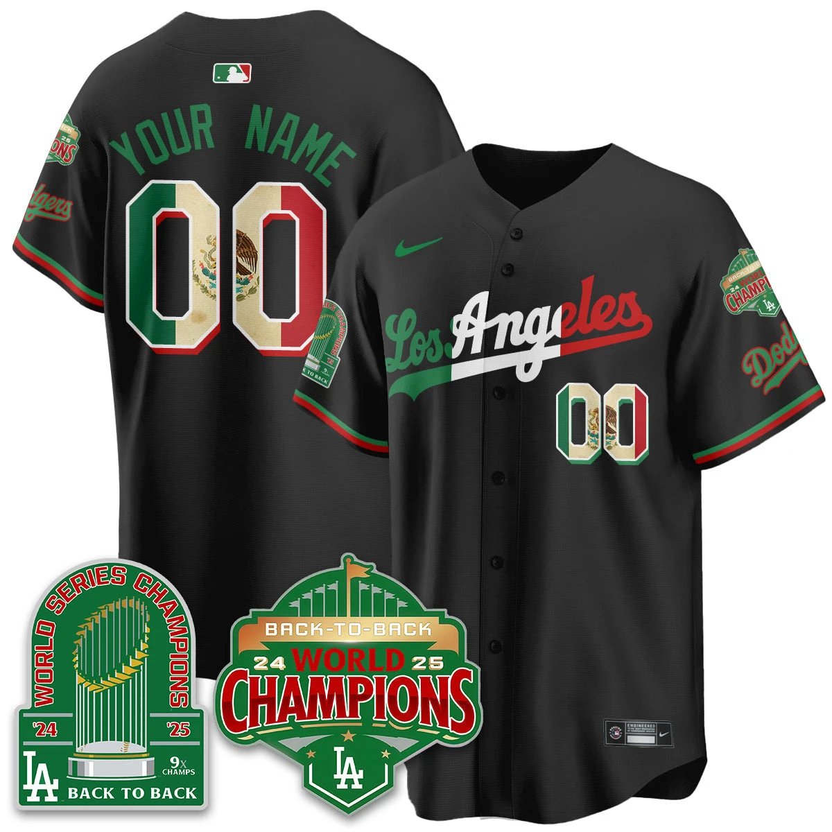 CUSTOM LAD Mexico Vapor Limited Jersey - 9x & B2B Champs - All Stitched by Los Angeles Dodgers