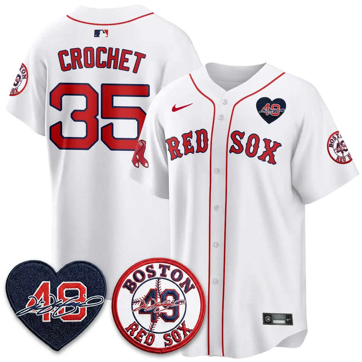 BOS Tim Wakefield Memorial Patch Vaper Premier Limited Red Jersey - All Stitched by Boston Red Sox