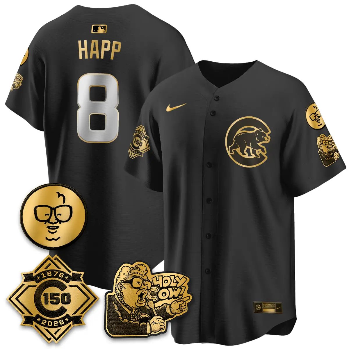 CHC 150th Anniversary Harry Caray Holy Cow Vapor Premier Limited Jersey - All Stitched V3 by Chicago Cubs