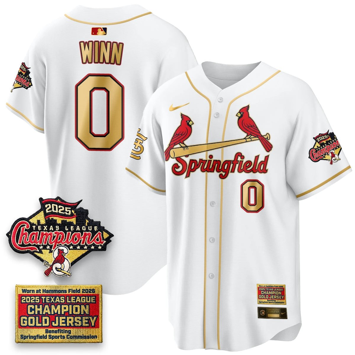 St. Louis Cardinals Springfield's Championship Gold Limited Jerseys - All Stitched by St. Louis Cardinals