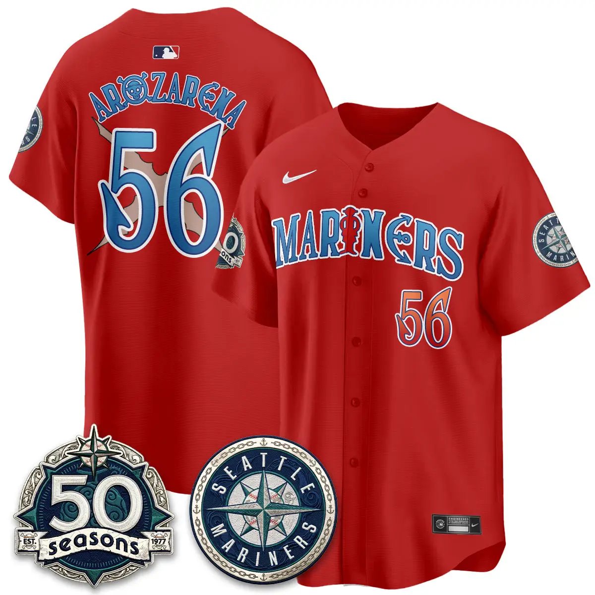 Seattle Mariners x Japanese Cartoon Vapor Limited Jersey - Stitched by Seattle Mariners