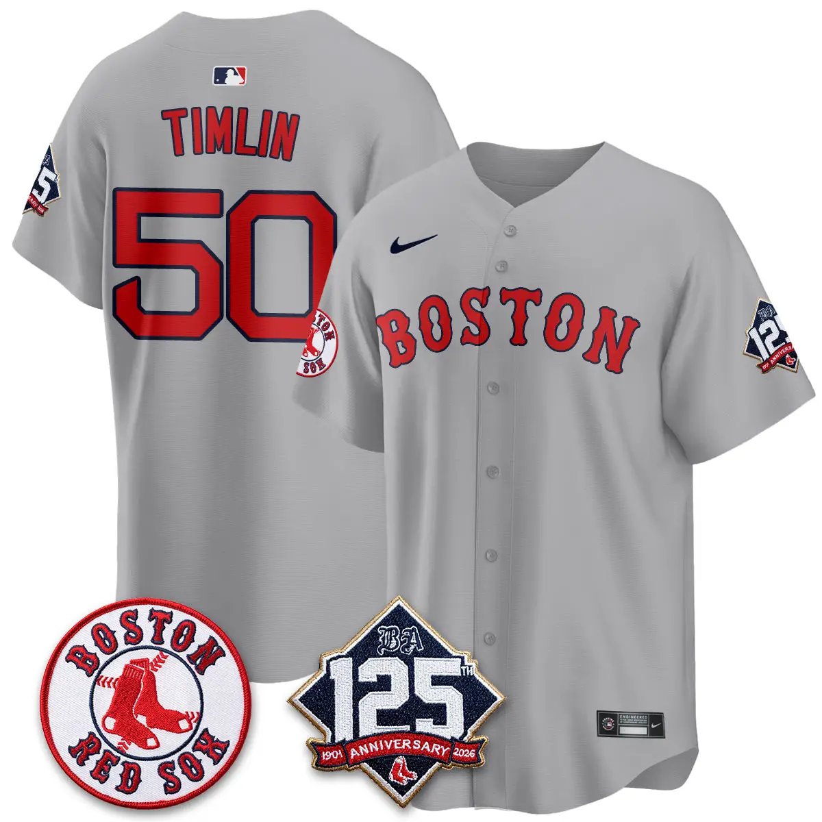Boston Red Sox 125th Anniversary Patch Vapor Jersey - Stitched by Boston Red Sox