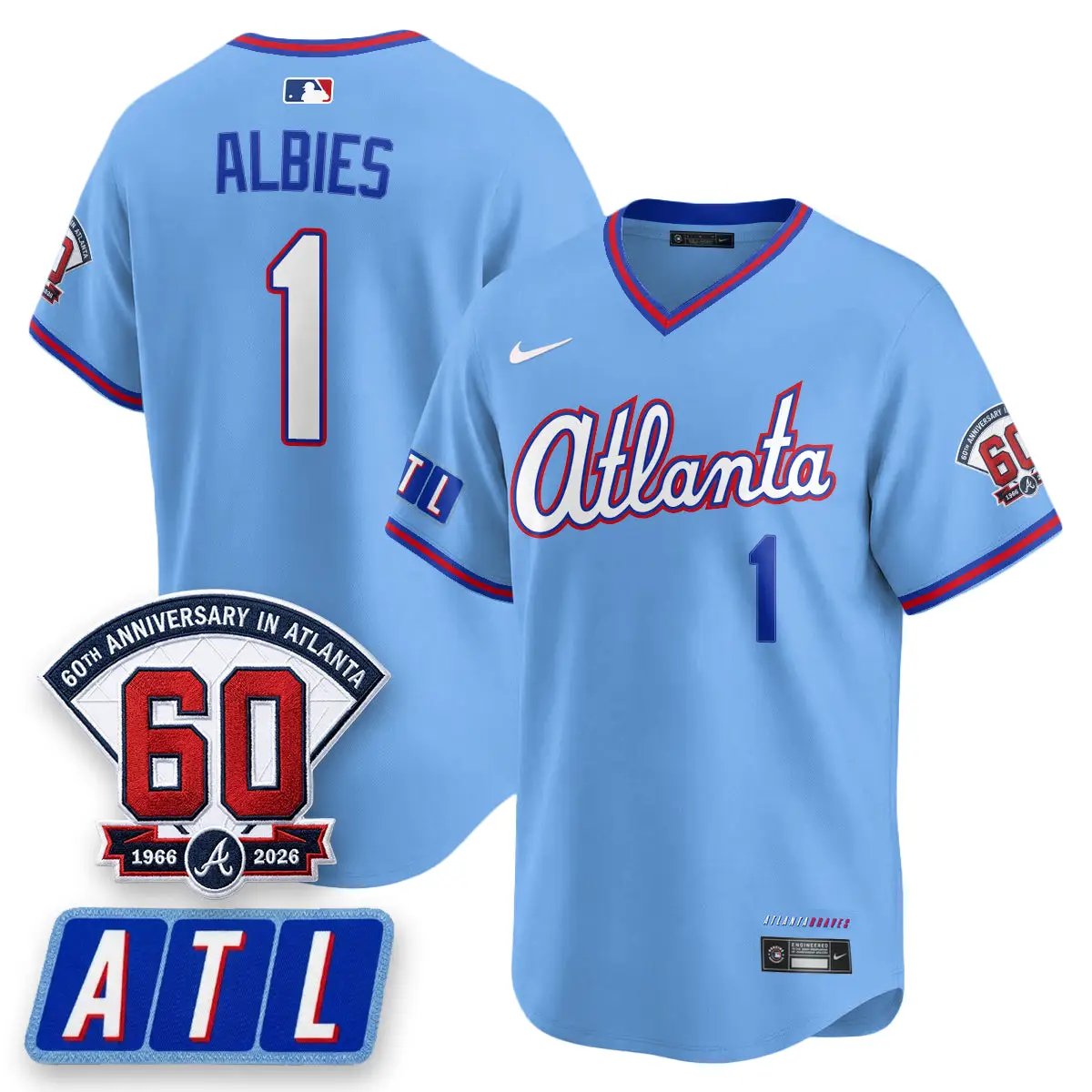 ATL 2026 City Connect - 60th Anniversary in Atlanta Patch Vapor Limited Jersey - All Stitched by Atlanta Braves