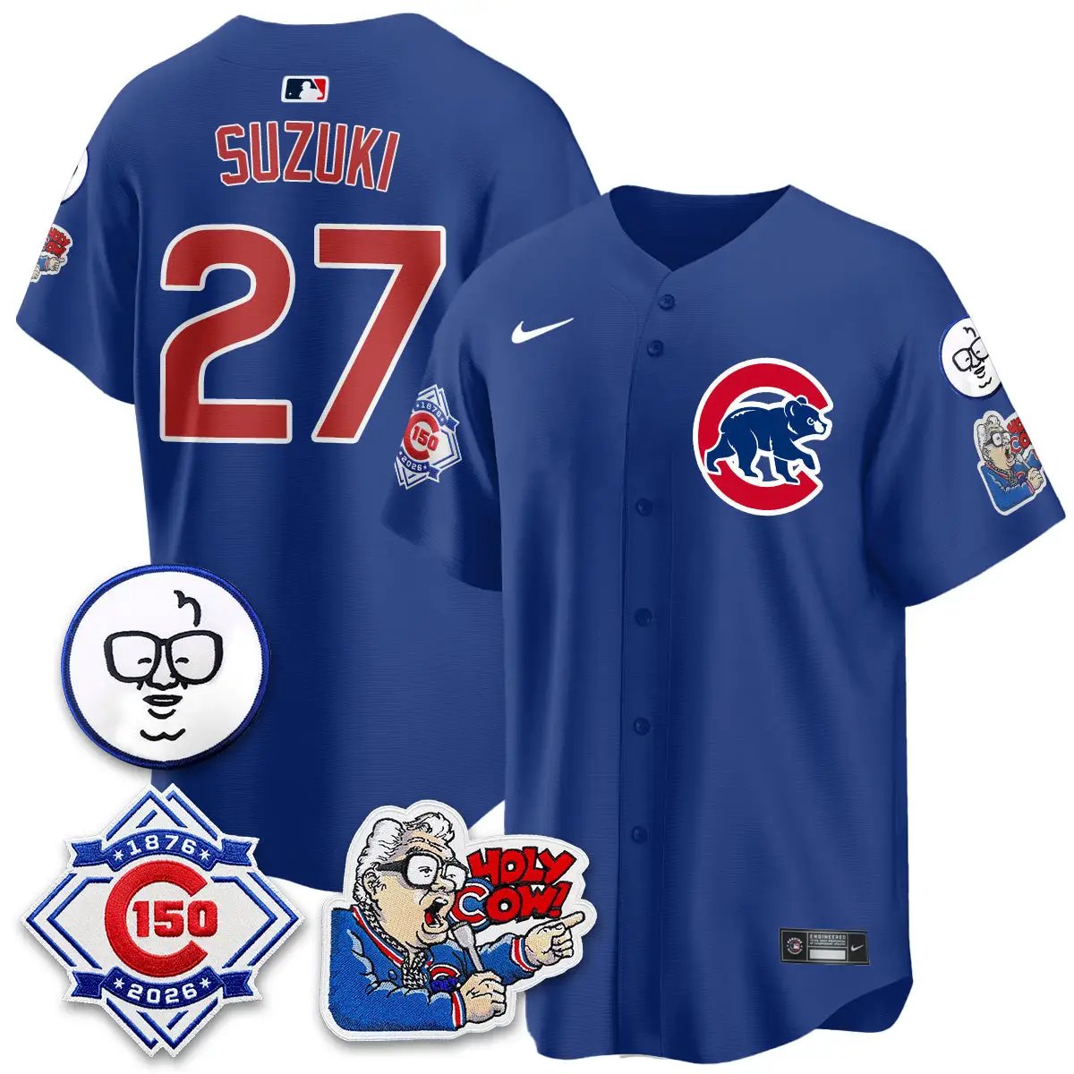 Chicago Cubs 150th Anniversary Harry Caray Holy Cow Vapor Premier Limited Jersey - All Stitched V2 by Chicago Cubs