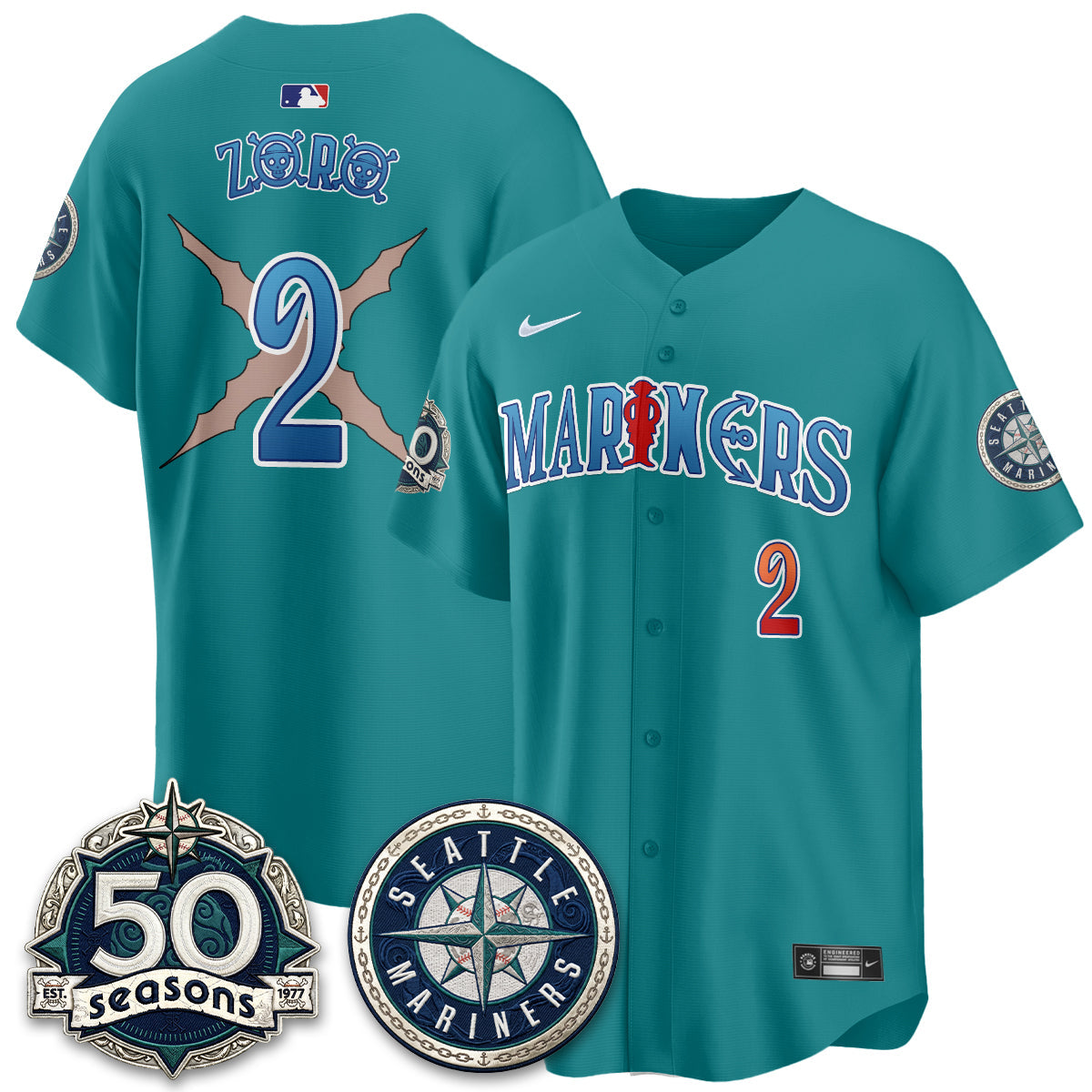 Seattle Mariners x Japanese Cartoon Vapor Limited Jersey - Stitched by Seattle Mariners