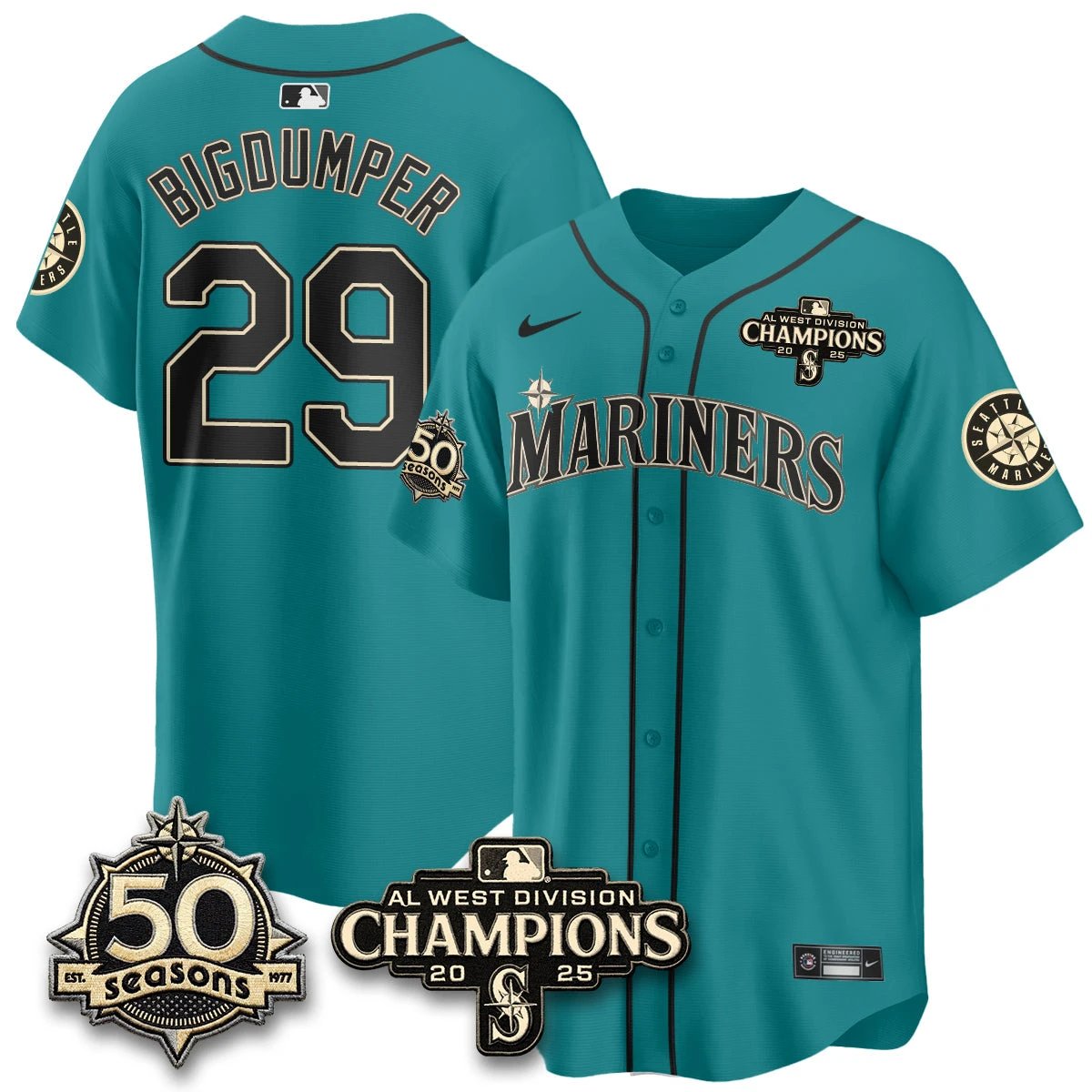 Seattle Mariners Vapor Premier Limited Jersey - 50th Anniversary & AL West Division Champions - Steelheads Community Funds - All Stitched by Seattle Mariners