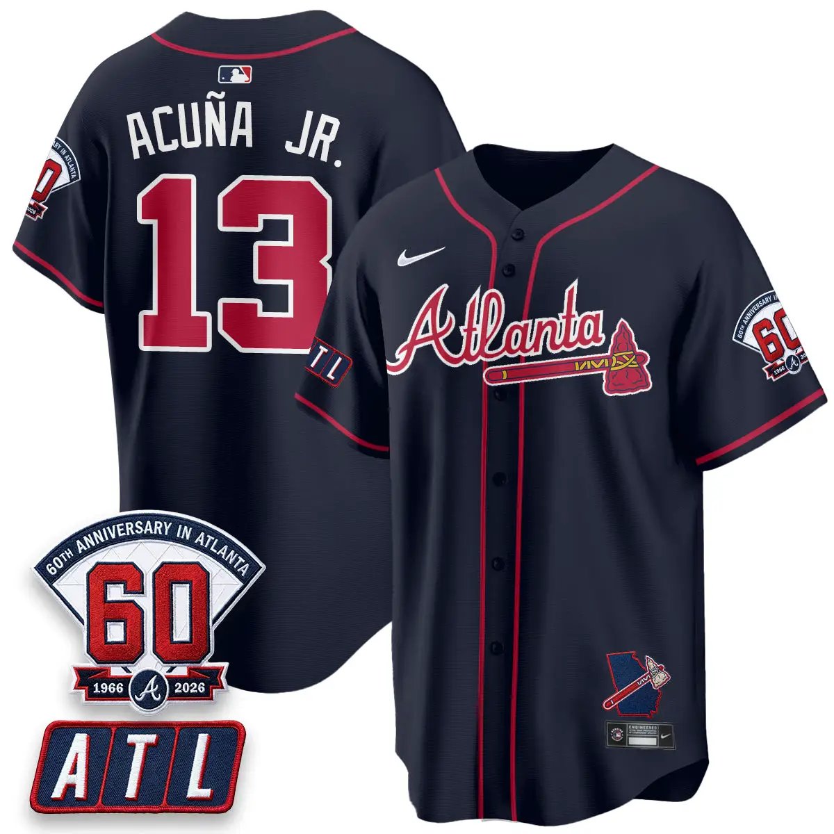 ATL 2026 60th Anniversary Vapor Limited Jersey - All Stitched by Atlanta Braves