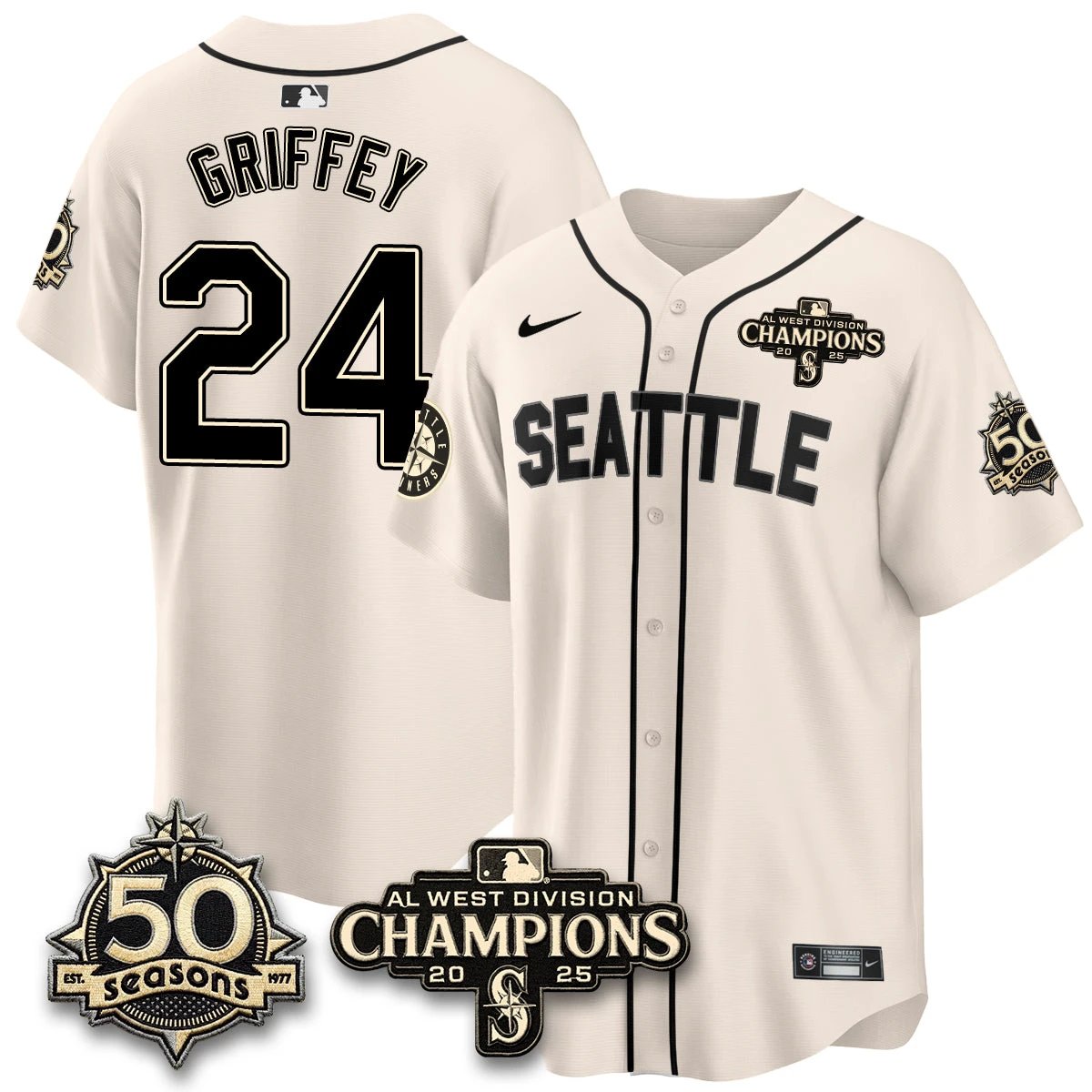 Seattle Mariners Vapor Premier Limited Jersey - 50th Anniversary & AL West Division Champions - Steelheads Community Funds - All Stitched by Seattle Mariners