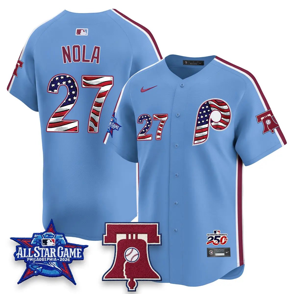 2026 USA 250 All Star Game Vapor Limited Pinstripe Jersey - Stitched by Philadelphia Phillies