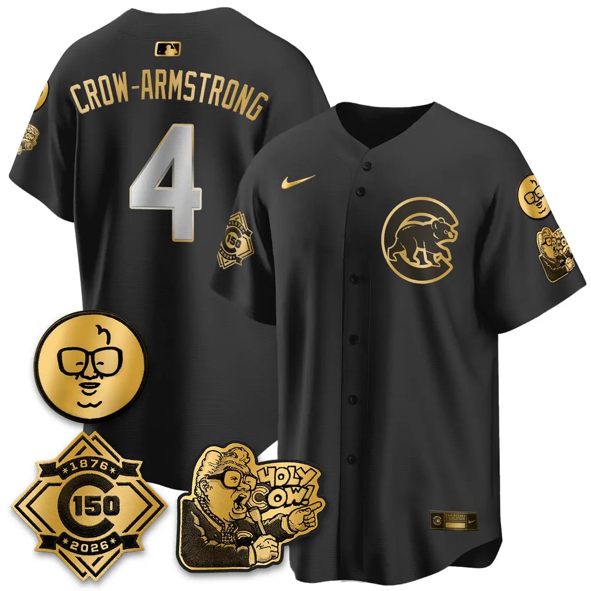 CHC 150th Anniversary Harry Caray Holy Cow Vapor Premier Limited Jersey - All Stitched V3 by Chicago Cubs
