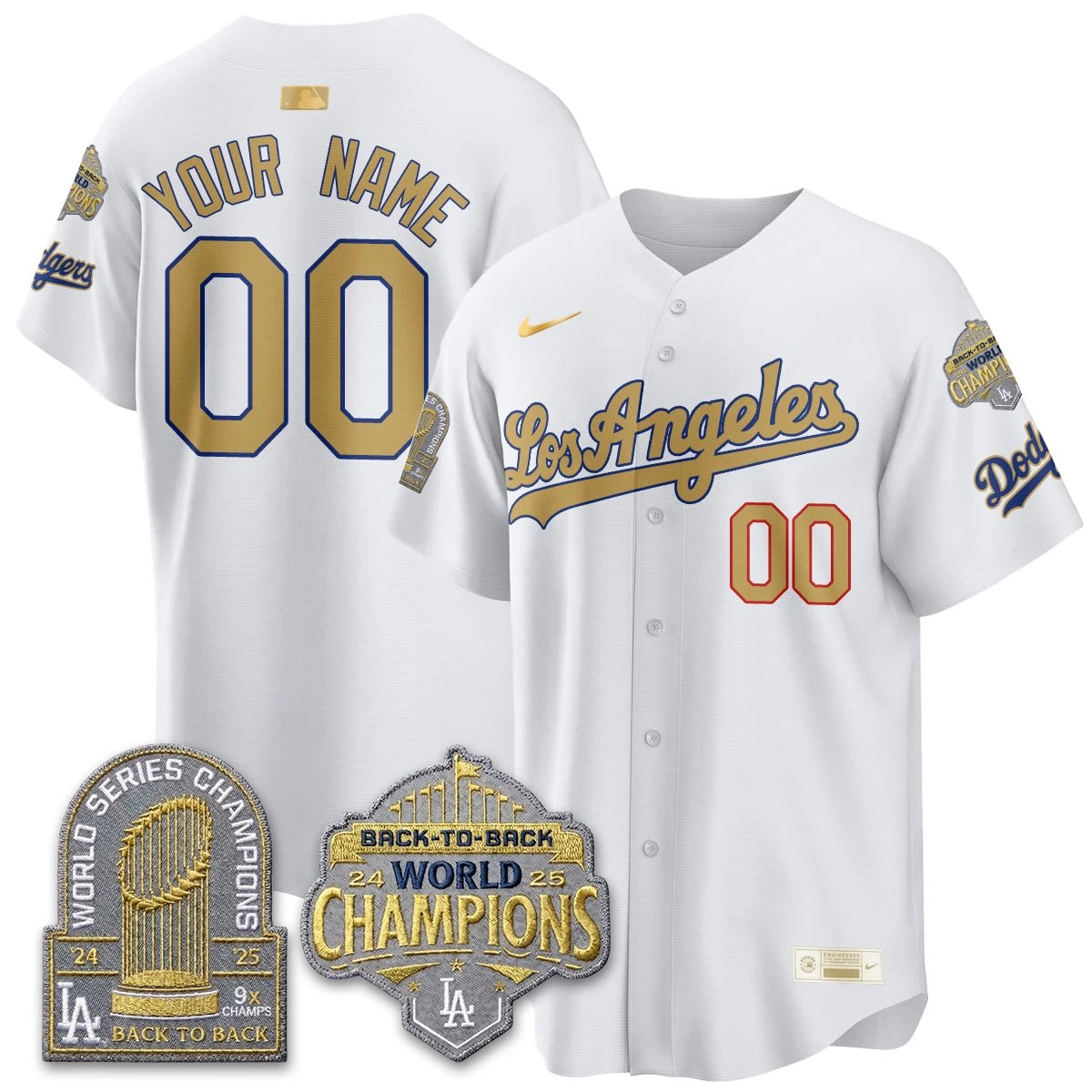 CUSTOM LAD Gold Collection Vapor Limited Jersey - 9x & B2B Champs - All Stitched by Los Angeles Dodgers