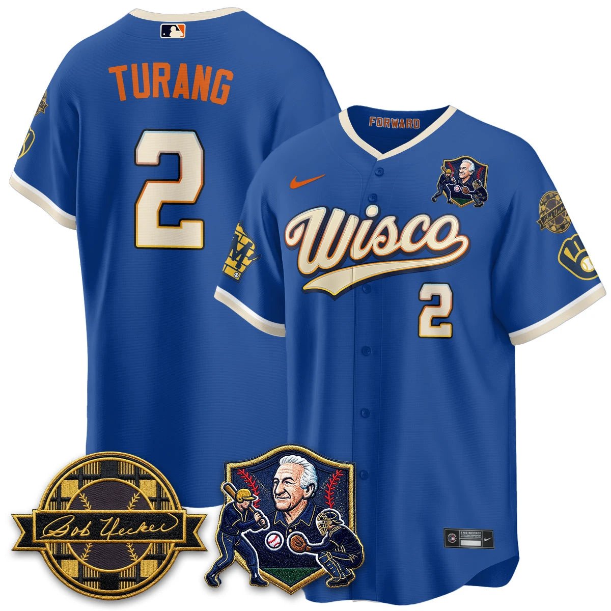Milwaukee Brewers Bob Uecker - 54 SSs for Brewers' Vapor Limited City Connect Jersey - All Stitched by Milwaukee Brewers