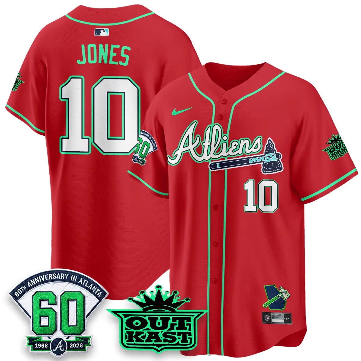 ATL x Atliens Cool Base Galaxy Version Jersey - Stitched (2) by Atlanta Braves