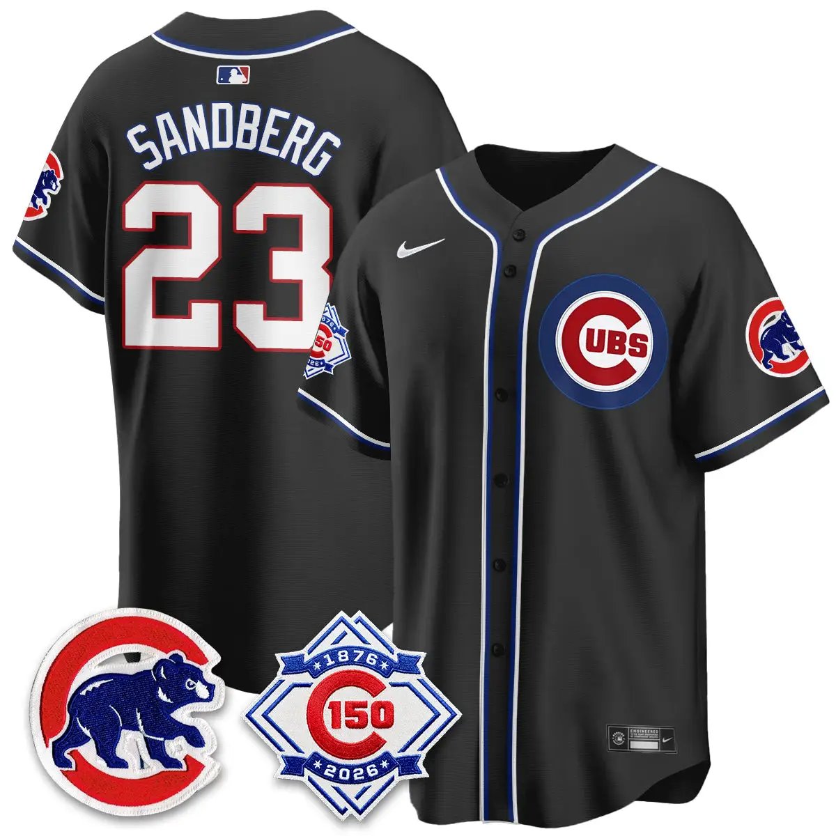 Chicago Cubs 150th Anniversary Black Out Style Vapor Premier Limited Jersey - All Stitched by Chicago Cubs