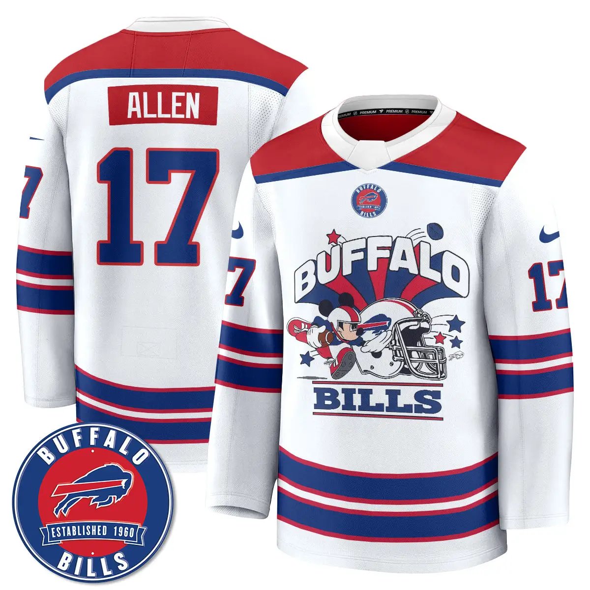 BUF x Cartoon Mouse Edition Hockey Jersey - Printed by Buffalo Bills