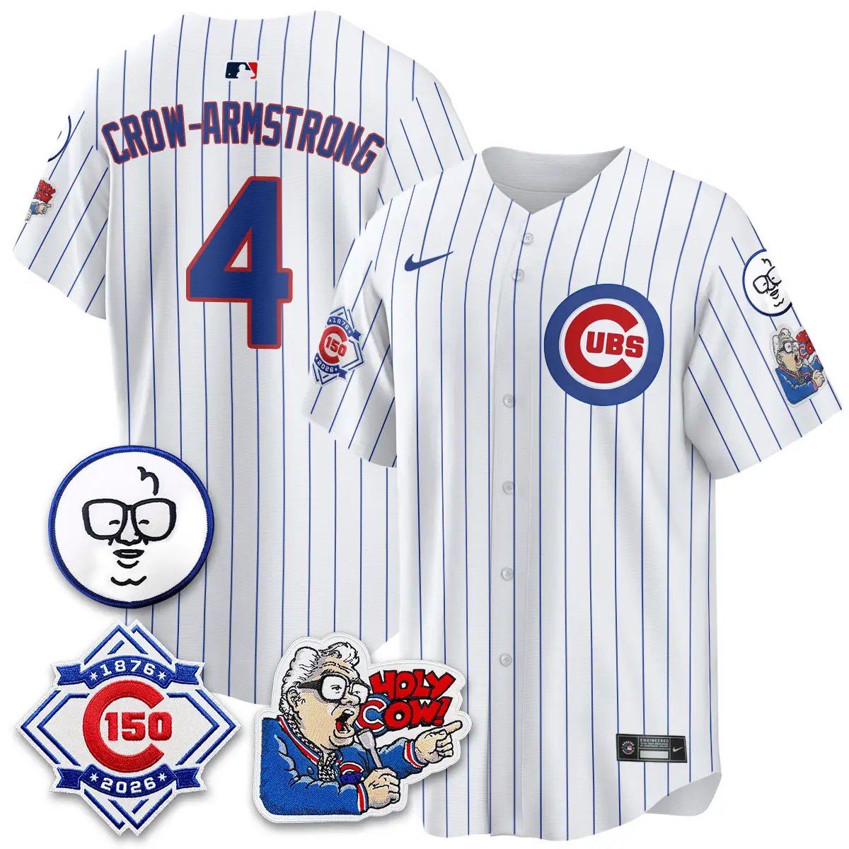 Chicago Cubs 150th Anniversary Harry Caray Holy Cow Vapor Premier Limited Jersey - All Stitched V2 by Chicago Cubs