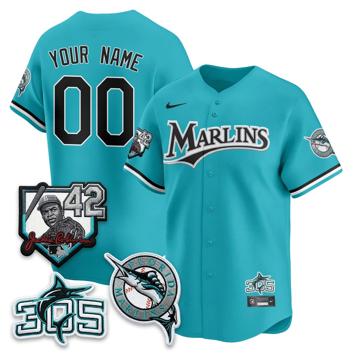 MIA 2026 Throwback Jackie Robinson New Era Vapor Limited Custom Jersey - All Stitched by Miami Marlins
