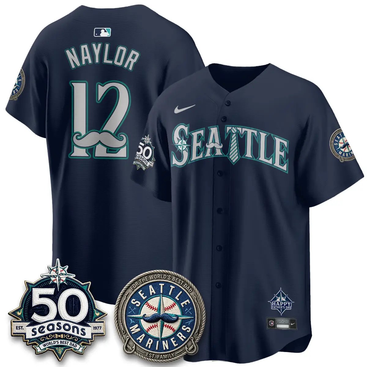 Seattle Mariners Happy Father's Day Vapor Jersey - Stitched by Seattle Mariners