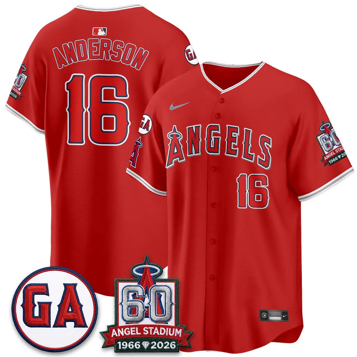 LAA 60th Anniversary Vapor Jersey - All Stitched V3 by Los Angeles Angels