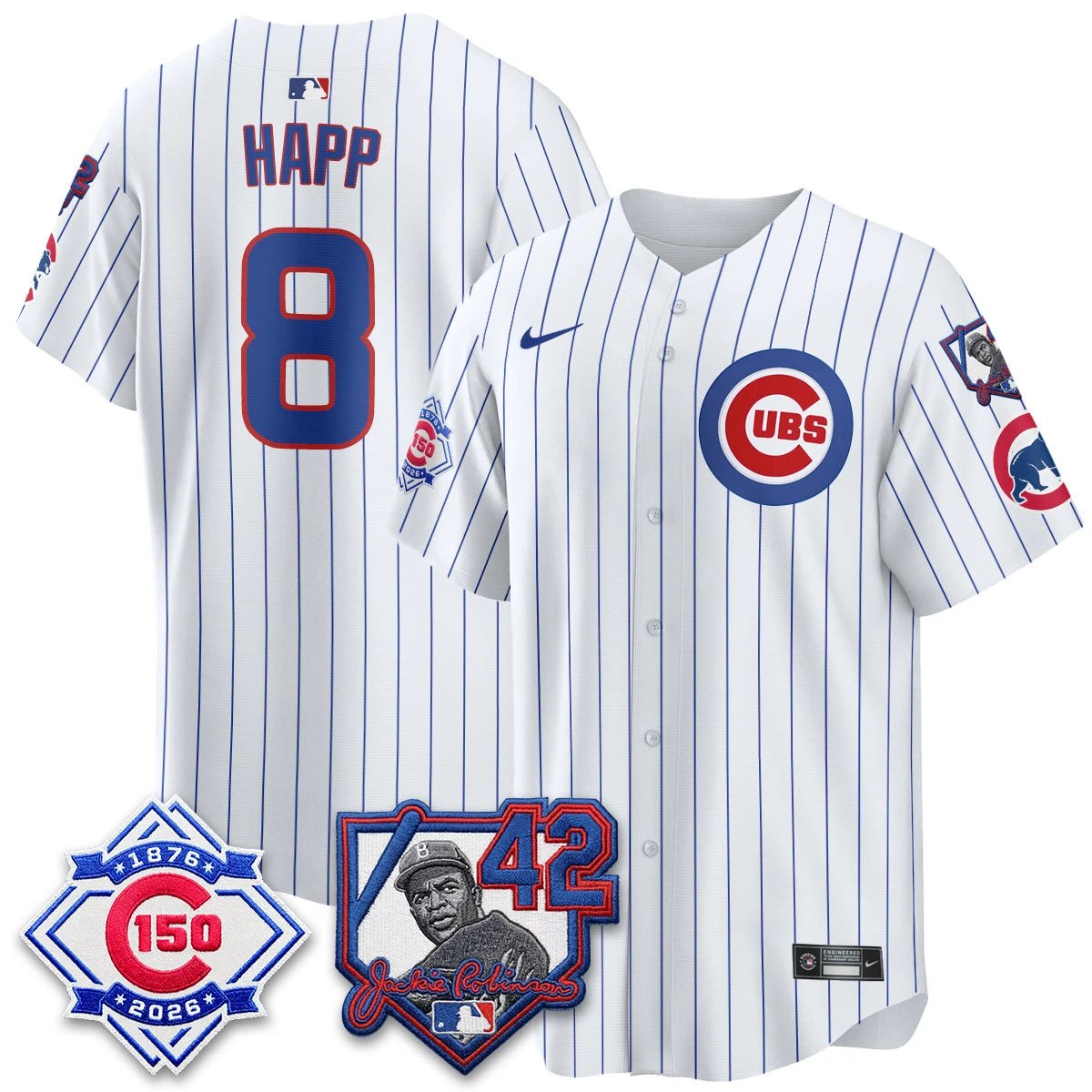 Chicago Cubs 150th Anniversary & Jackie Robinson Day Patch Vapor Premier Limited Jersey - All Stitched by Chicago Cubs