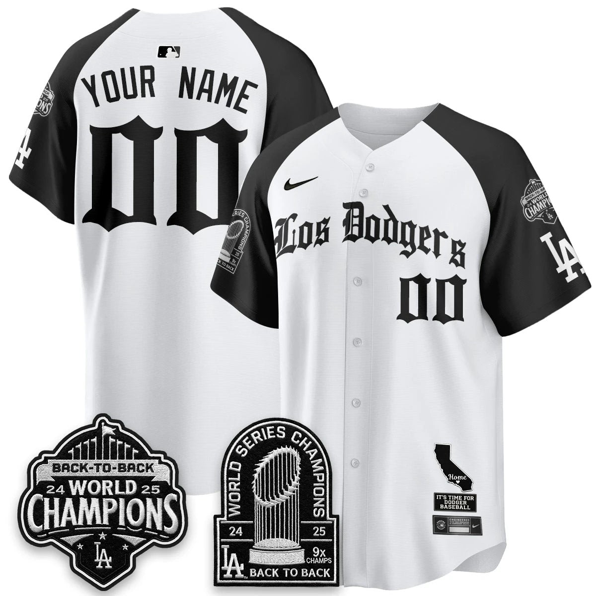 Los Angeles Dodgers World Series Champions Vapor Premier Limited Gothic Edition Custom Jersey - All Stitched by Los Angeles Dodgers