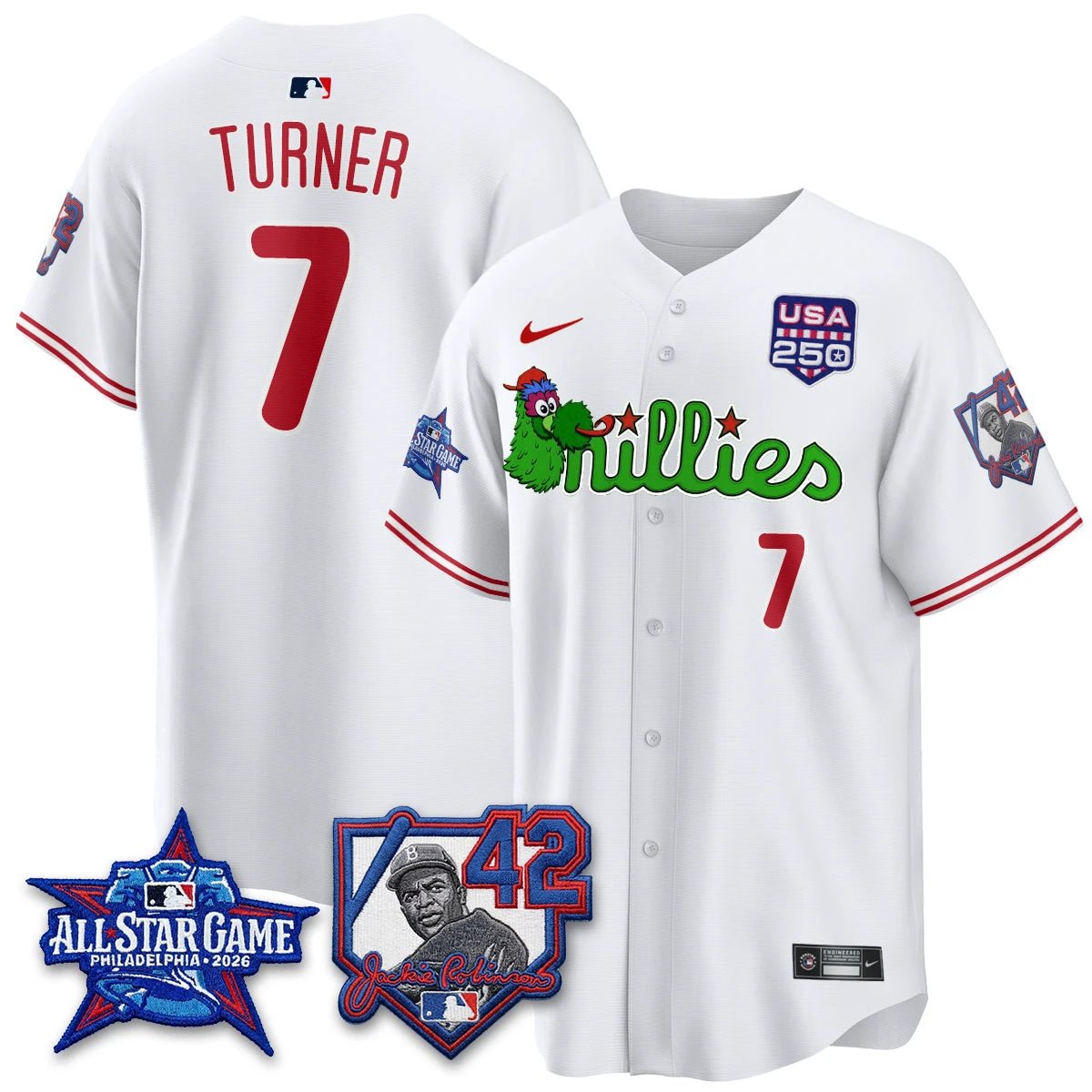 Philadelphia Phillies Phanatic 2026 New Era & 250th USA Vapor Limited Jersey - All Star Game - All Stitched by Philadelphia Phillies