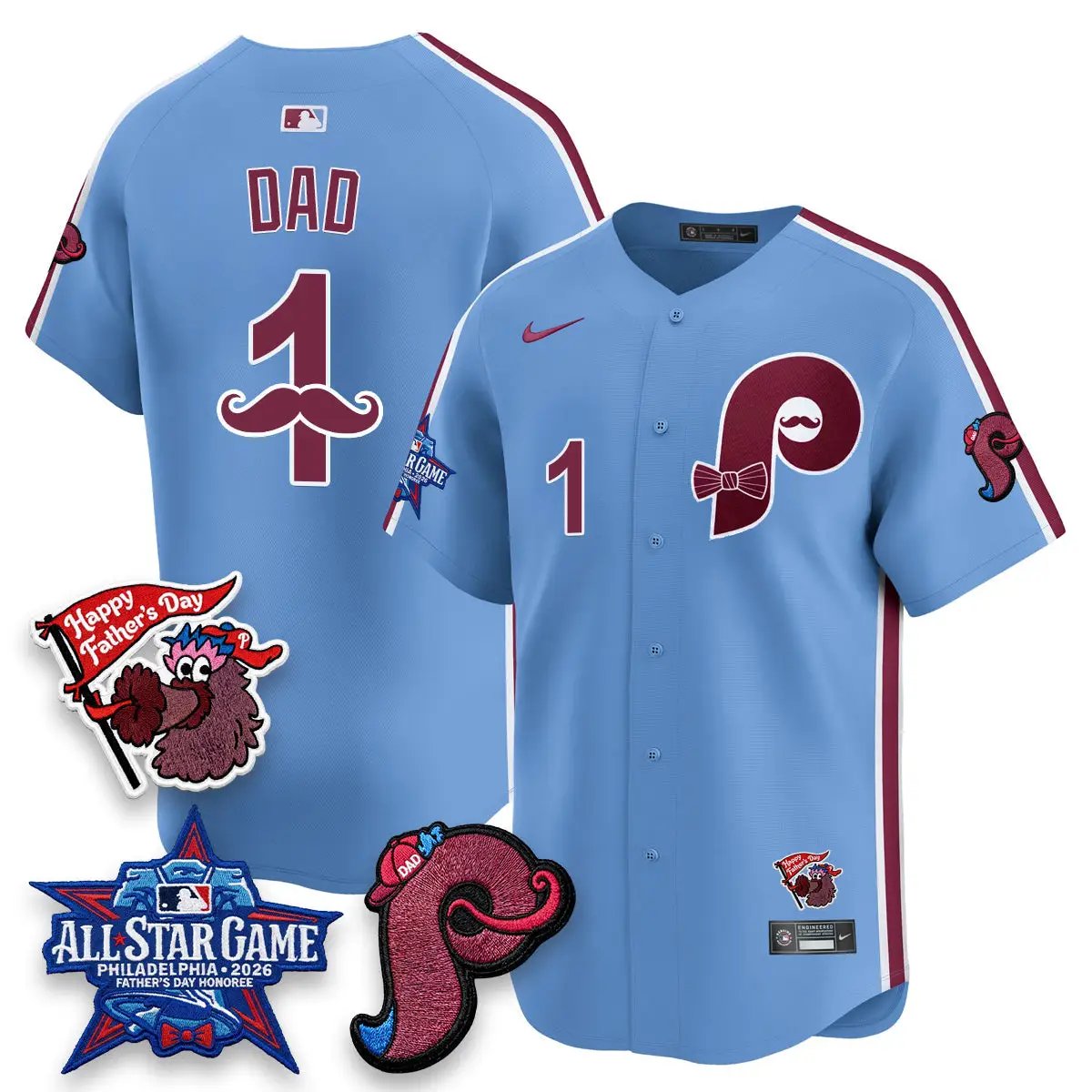 PHI Happy Father's Day Vapor Jersey - Stitched by Philadelphia Phillies