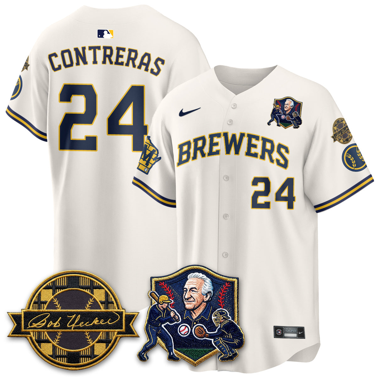 MIL Bob Uecker - 54 Seasons for Brewers' Vapor Limited Gold Jersey - All Stitched by Milwaukee Brewers