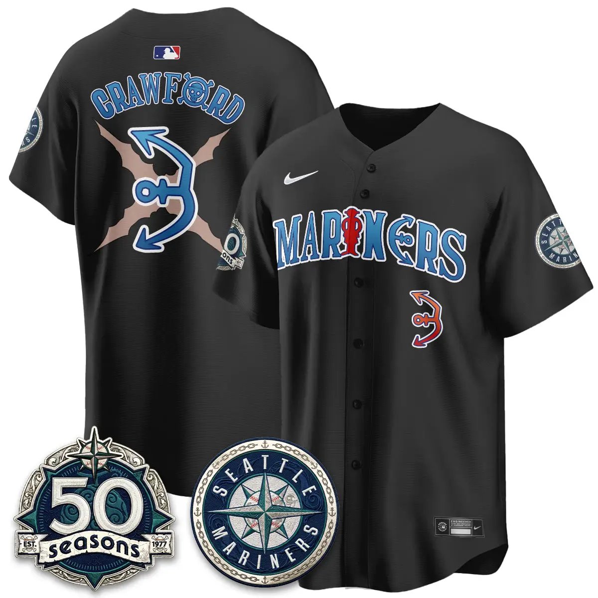 Seattle Mariners x Japanese Cartoon Vapor Limited Jersey - Stitched by Seattle Mariners