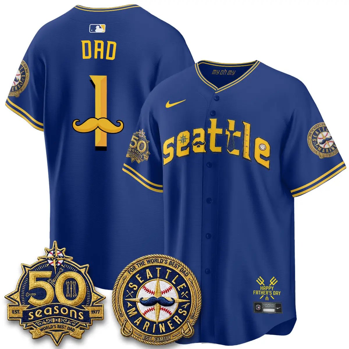 Seattle Mariners Happy Father's Day Vapor Jersey - Stitched by Seattle Mariners