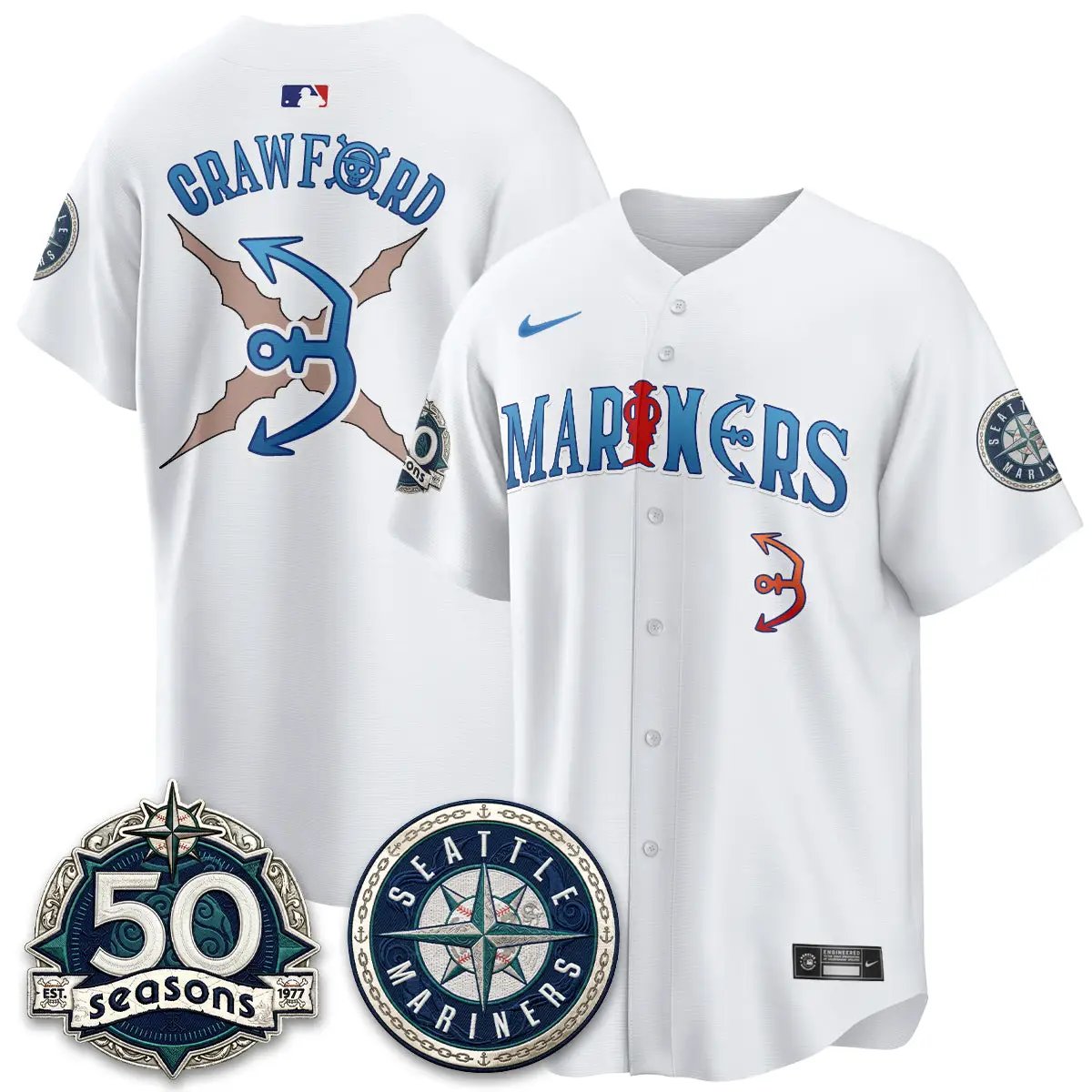 Seattle Mariners x Japanese Cartoon Vapor Limited Jersey - Stitched by Seattle Mariners