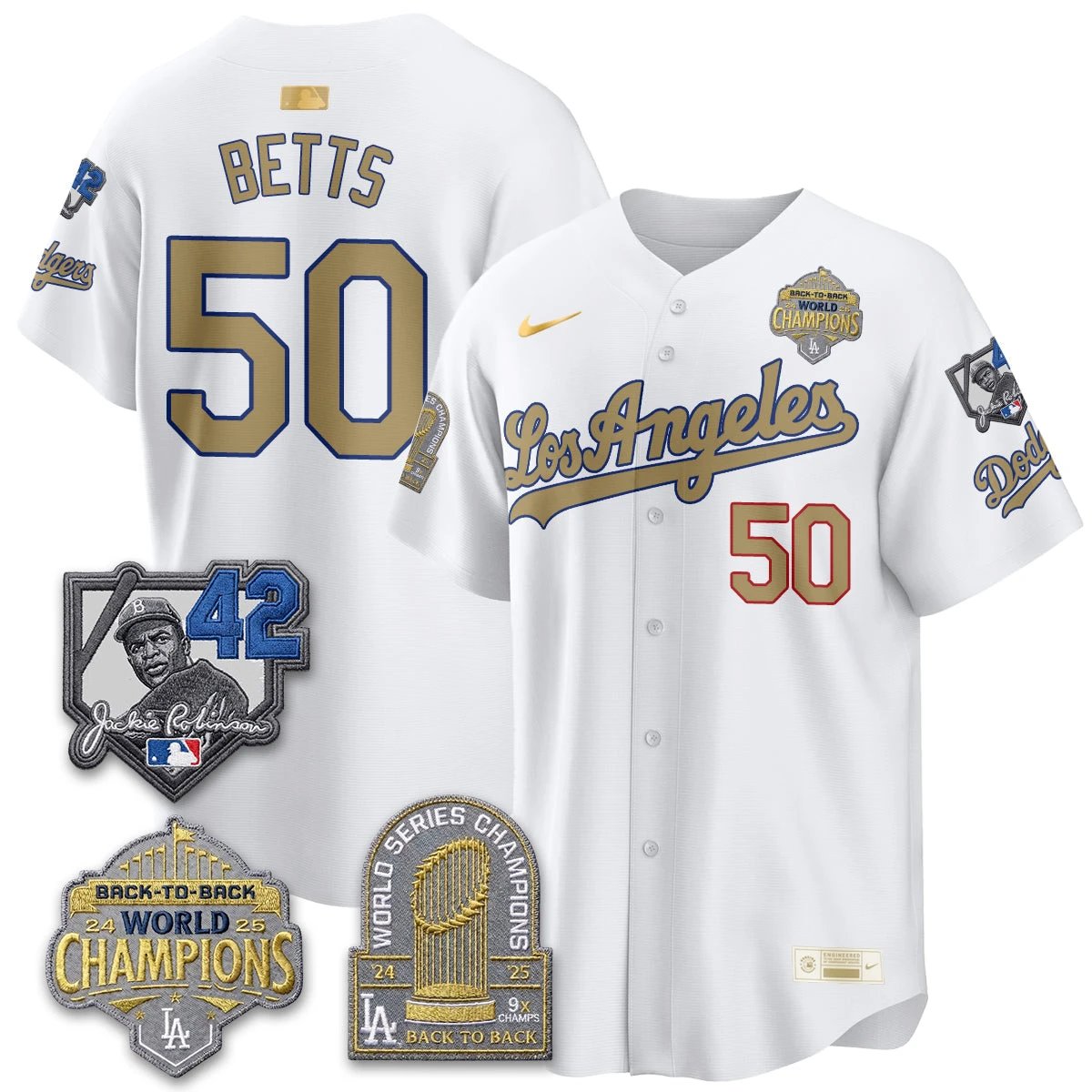 Los Angeles Dodgers 2026 New Era Gold Collection Vapor Limited Jersey - B2B Champs - All Stitched by Los Angeles Dodgers