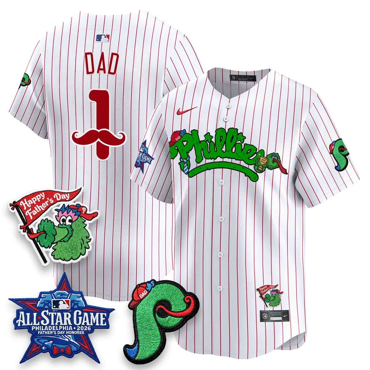 PHI Happy Father's Day Vapor Jersey - Stitched by Philadelphia Phillies