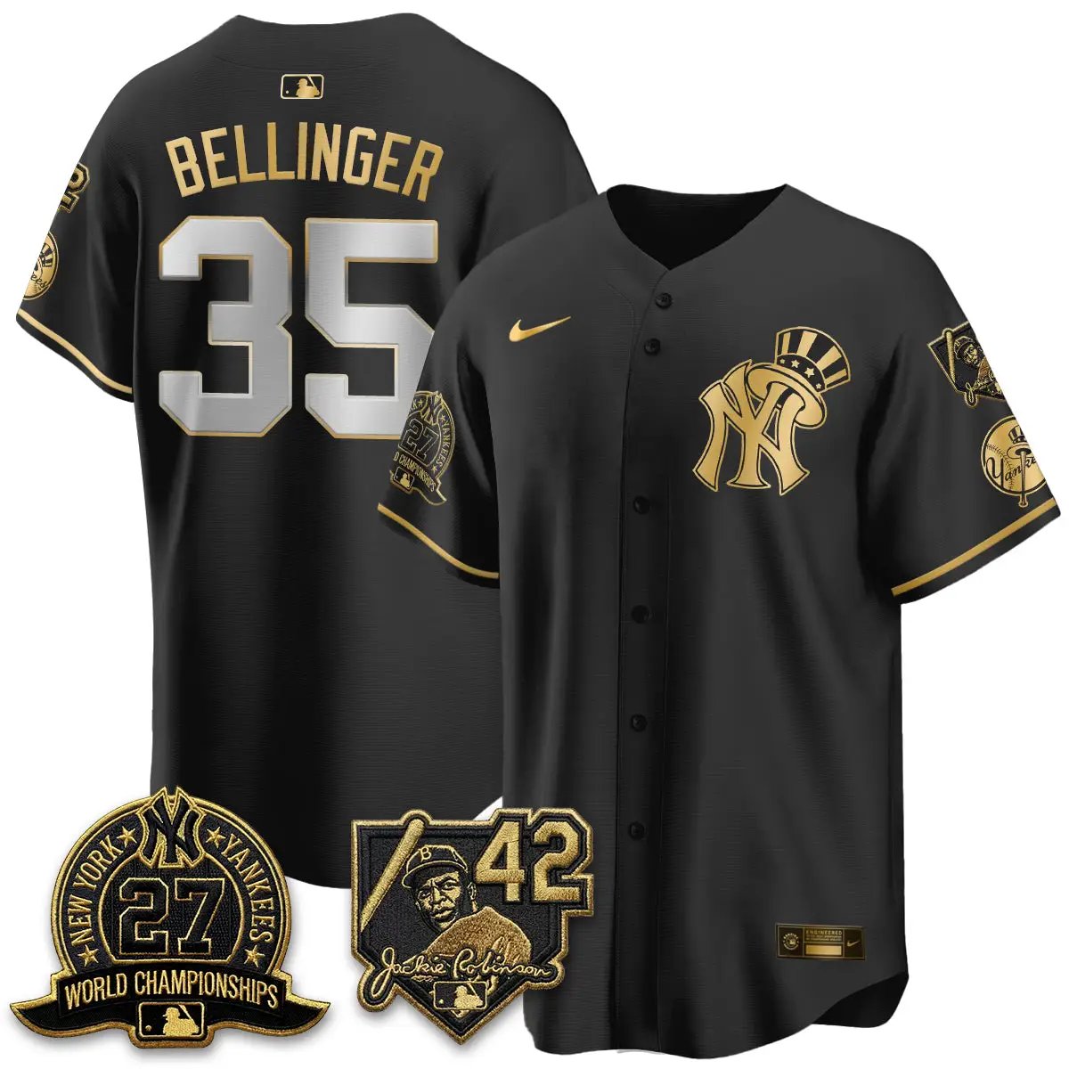 New York Yankees 2026 Jackie Robinson Day Vapor Limited Gold Edition Jersey - All Stitched - V2 by New York Yankees