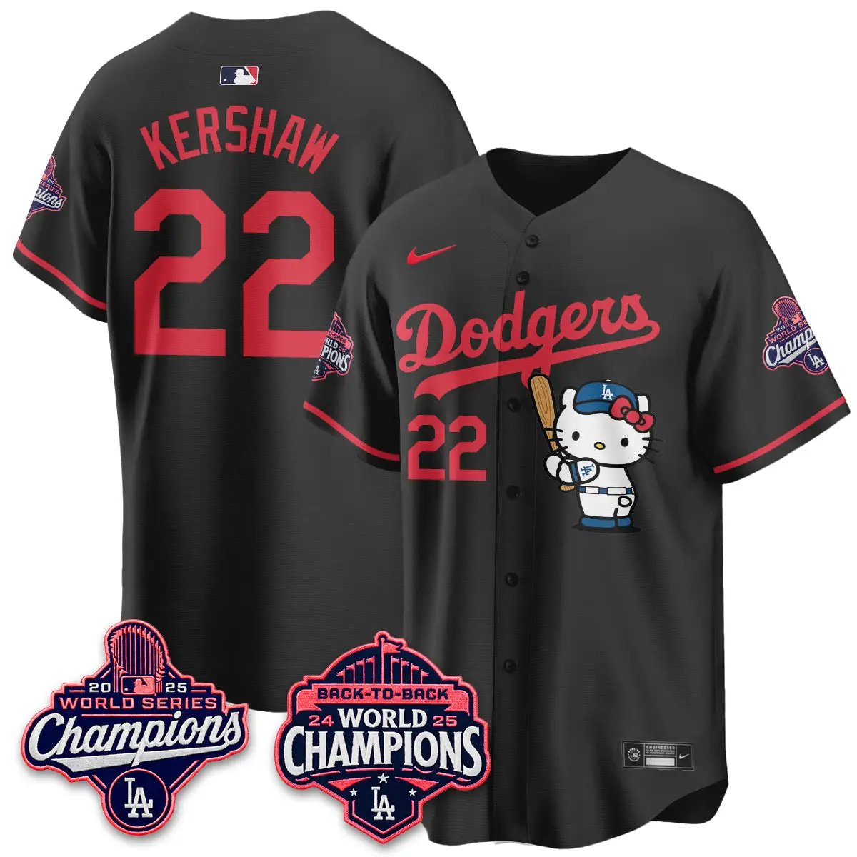 LAD x Hello Kitty Night 2026 Vapor White Jersey - All Stitched by Los Angeles Dodgers