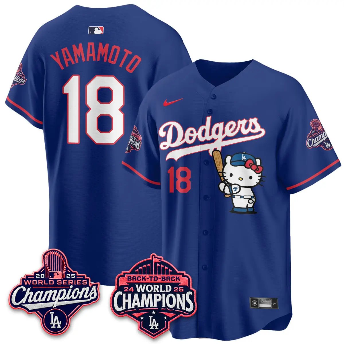 LAD x Hello Kitty Night 2026 Vapor White Jersey - All Stitched by Los Angeles Dodgers