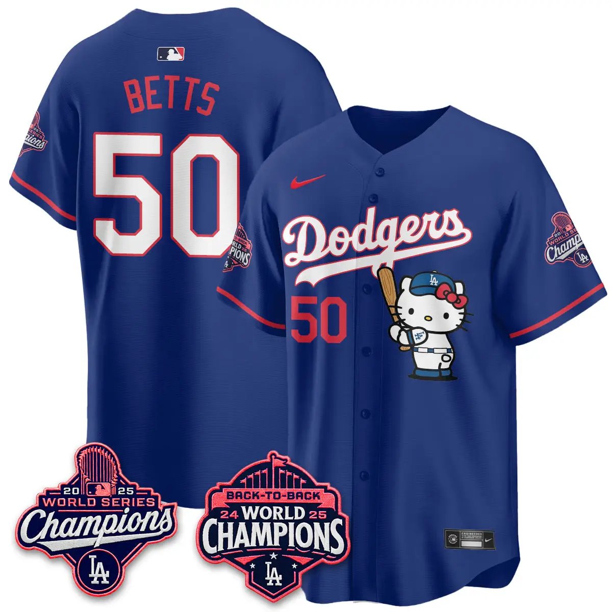 LAD x Hello Kitty Night 2026 Vapor White Jersey - All Stitched by Los Angeles Dodgers