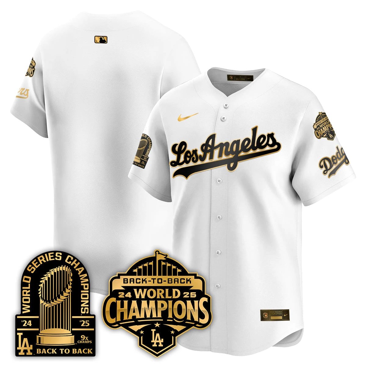 LAD Gold Collection Vapor Limited Jersey - 9x & B2B Champs - All Stitched by Los Angeles Dodgers