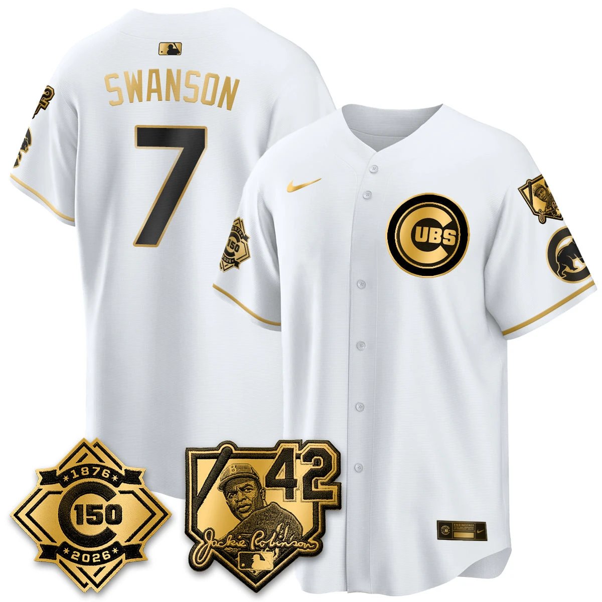 Chicago Cubs 150th Anniversary & Jackie Robinson Day Patch Vapor Premier Limited Jersey - All Stitched by Chicago Cubs