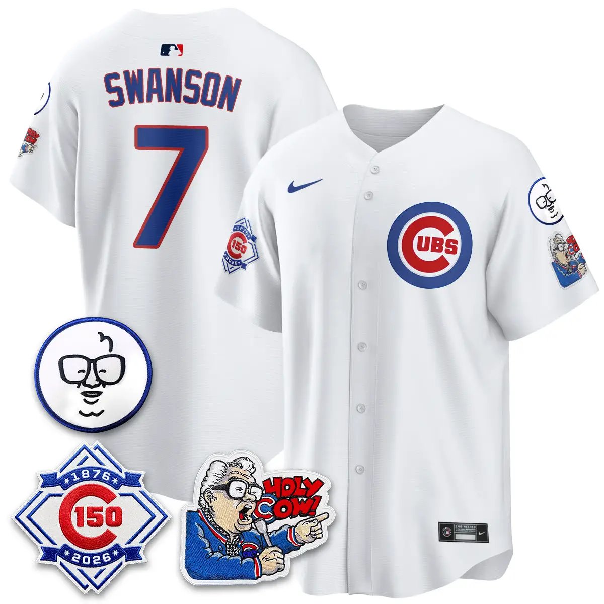 Chicago Cubs 150th Anniversary Harry Caray Holy Cow Vapor Premier Limited Jersey - All Stitched V2 by Chicago Cubs